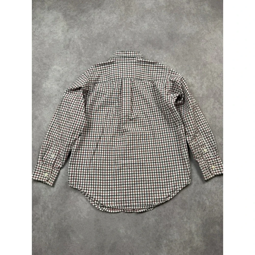 Ralph Lauren Kids Plaid Button Down Shirt Cream Burgundy Navy Size 5 YTL6-313